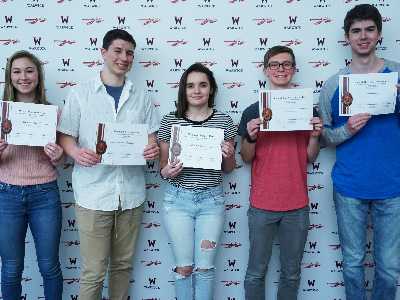 Students from the astronomy category in the science fair pose for photo.