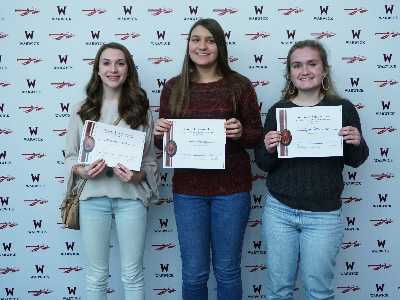 Three girls from Warwick High School from the science fair.