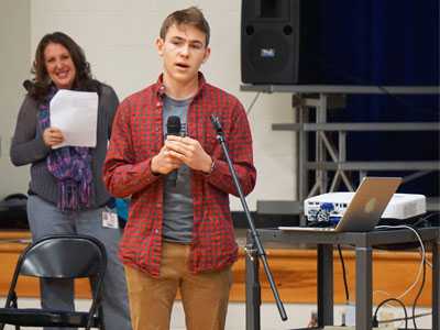Student speaking to elementary schools