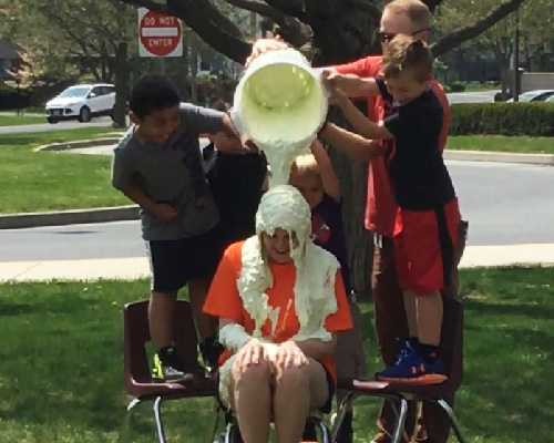 elementary teacher getting slimed